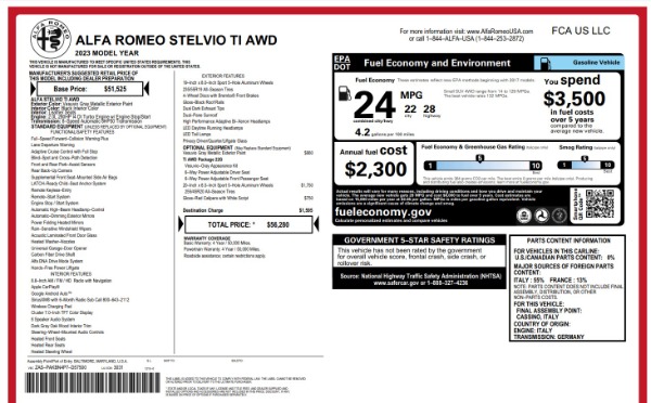 New 2023 Alfa Romeo Stelvio Ti for sale $55,655 at Alfa Romeo of Greenwich in Greenwich CT 06830 21