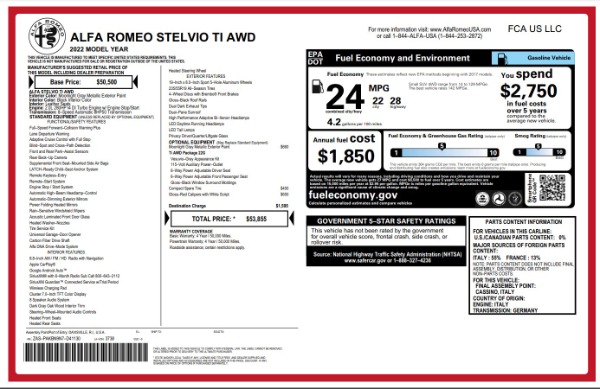 New 2022 Alfa Romeo Stelvio Ti for sale $53,855 at Alfa Romeo of Greenwich in Greenwich CT 06830 20