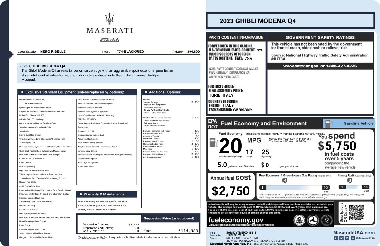 Used 2023 Maserati Ghibli Modena Q4 for sale Call for price at Alfa Romeo of Greenwich in Greenwich CT 06830 1