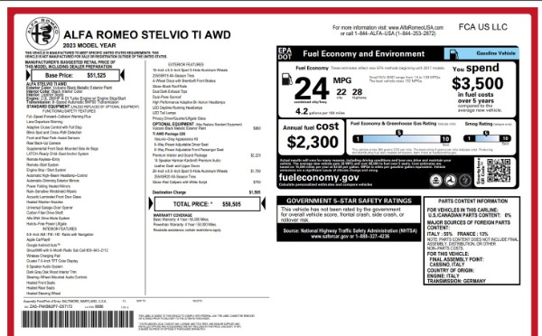 New 2023 Alfa Romeo Stelvio Ti for sale $58,505 at Alfa Romeo of Greenwich in Greenwich CT 06830 28