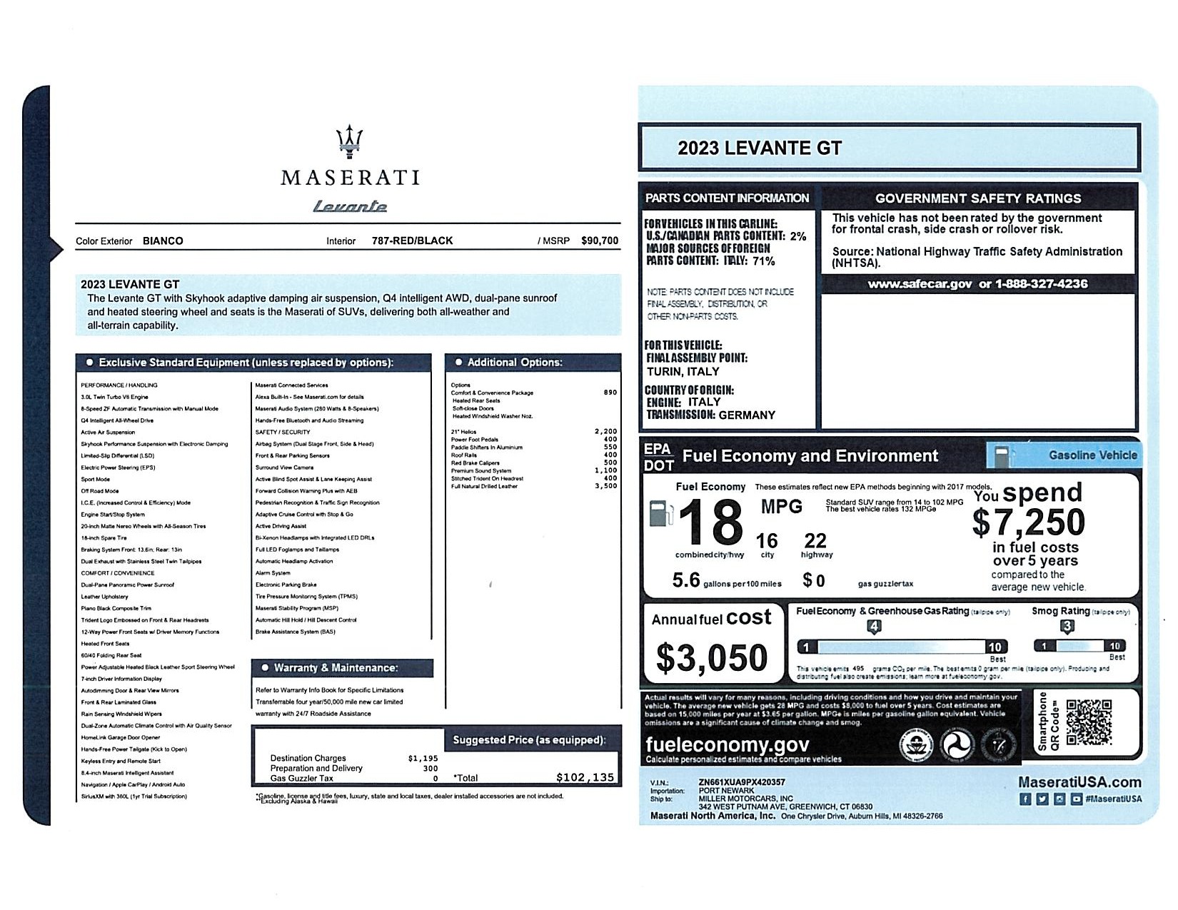 Used 2023 Maserati Levante GT for sale $46,900 at Alfa Romeo of Greenwich in Greenwich CT 06830 1