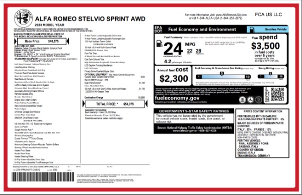 New 2023 Alfa Romeo Stelvio Sprint for sale $54,075 at Alfa Romeo of Greenwich in Greenwich CT 06830 22