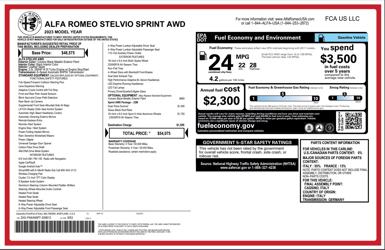 Used 2023 Alfa Romeo Stelvio Sprint for sale $29,900 at Alfa Romeo of Greenwich in Greenwich CT 06830 1