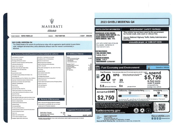 New 2023 Maserati Ghibli Modena Q4 for sale $103,455 at Alfa Romeo of Greenwich in Greenwich CT 06830 23