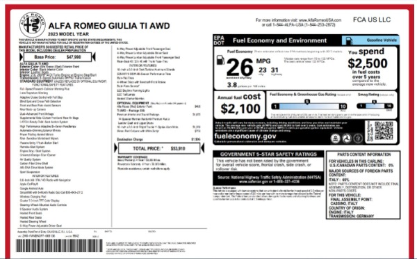 New 2023 Alfa Romeo Giulia Ti for sale $53,910 at Alfa Romeo of Greenwich in Greenwich CT 06830 23