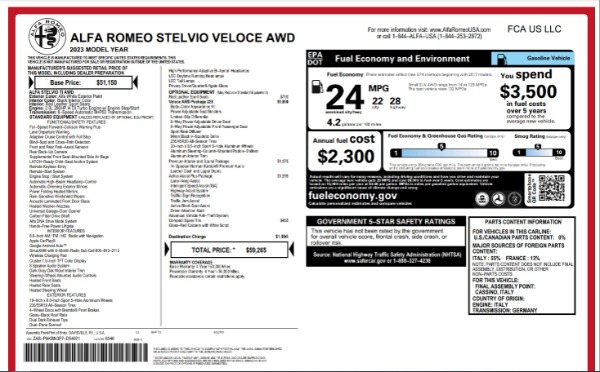 New 2023 Alfa Romeo Stelvio Veloce for sale $59,265 at Alfa Romeo of Greenwich in Greenwich CT 06830 19