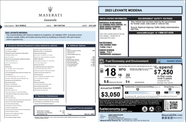 New 2023 Maserati Levante Modena for sale $113,282 at Alfa Romeo of Greenwich in Greenwich CT 06830 22