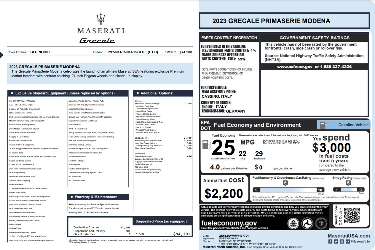 Used 2023 Maserati Grecale Modena for sale $48,900 at Alfa Romeo of Greenwich in Greenwich CT 06830 1