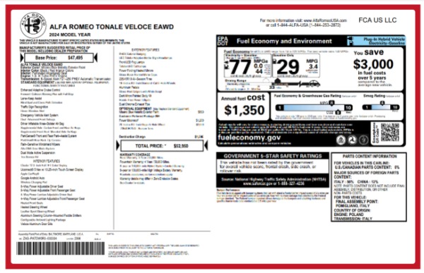 Used 2024 Alfa Romeo Tonale Veloce for sale $26,900 at Alfa Romeo of Greenwich in Greenwich CT 06830 24