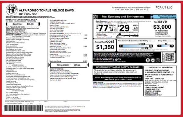 New 2024 Alfa Romeo Tonale Veloce for sale $57,300 at Alfa Romeo of Greenwich in Greenwich CT 06830 28