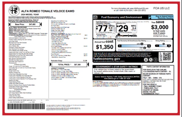 New 2024 Alfa Romeo Tonale Veloce for sale $57,300 at Alfa Romeo of Greenwich in Greenwich CT 06830 28