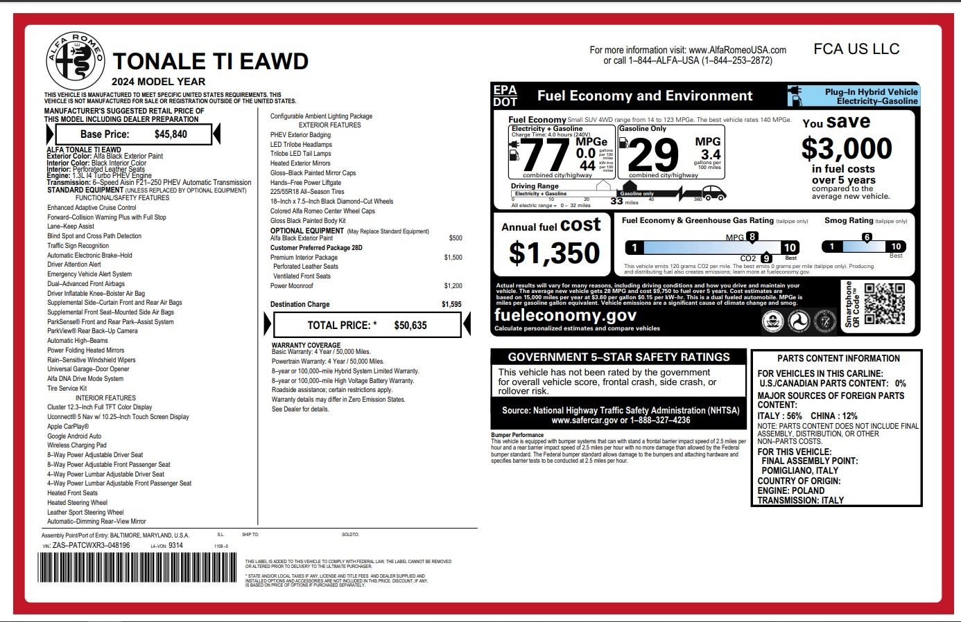 New 2024 Alfa Romeo Tonale Ti for sale $50,635 at Alfa Romeo of Greenwich in Greenwich CT 06830 1