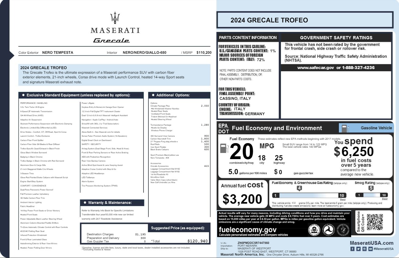 New 2024 Maserati Grecale Trofeo for sale $120,940 at Alfa Romeo of Greenwich in Greenwich CT 06830 1
