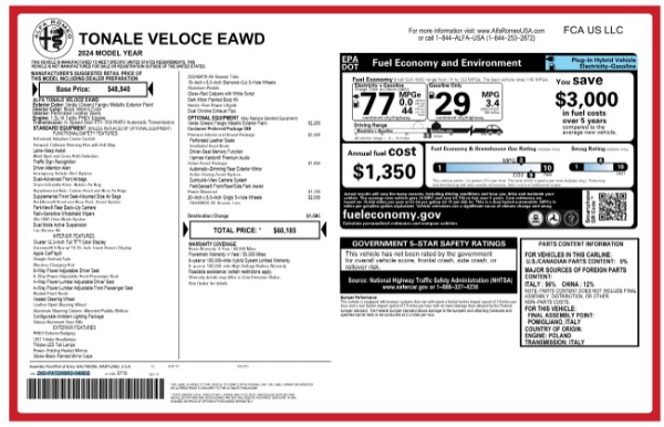 New 2024 Alfa Romeo Tonale Veloce for sale Sold at Alfa Romeo of Greenwich in Greenwich CT 06830 3