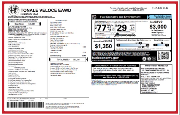 Used 2024 Alfa Romeo Tonale Veloce for sale $29,900 at Alfa Romeo of Greenwich in Greenwich CT 06830 24