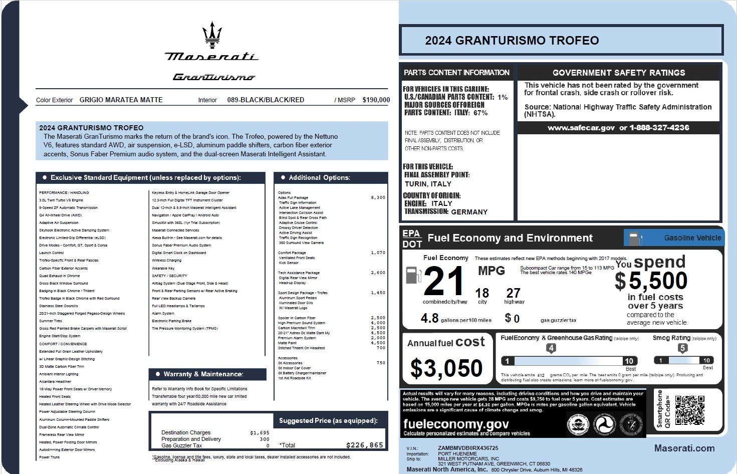 Used 2024 Maserati GranTurismo Trofeo for sale Call for price at Alfa Romeo of Greenwich in Greenwich CT 06830 1