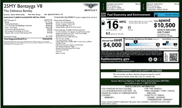 New 2025 Bentley Bentayga V8 for sale $199,900 at Alfa Romeo of Greenwich in Greenwich CT 06830 28