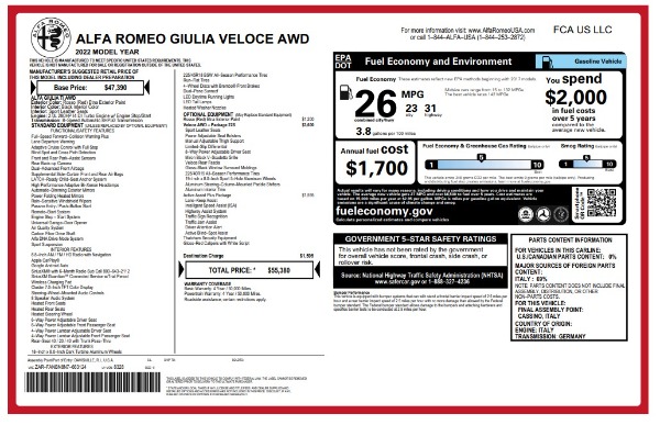 Used 2022 Alfa Romeo Giulia Veloce for sale Sold at Alfa Romeo of Greenwich in Greenwich CT 06830 24