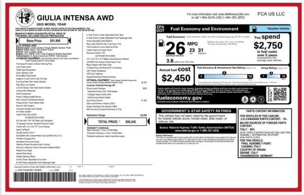 New 2025 Alfa Romeo Giulia Intensa for sale Sold at Alfa Romeo of Greenwich in Greenwich CT 06830 18
