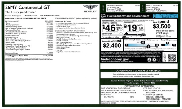 New 2026 Bentley Continental GT for sale $335,620 at Alfa Romeo of Greenwich in Greenwich CT 06830 26