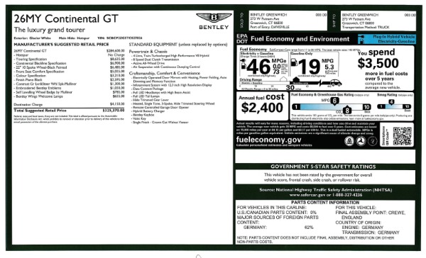 New 2026 Bentley Continental GT for sale $346,155 at Alfa Romeo of Greenwich in Greenwich CT 06830 26