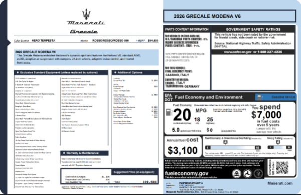 New 2026 Maserati Grecale Modena V6 for sale $93,459 at Alfa Romeo of Greenwich in Greenwich CT 06830 26