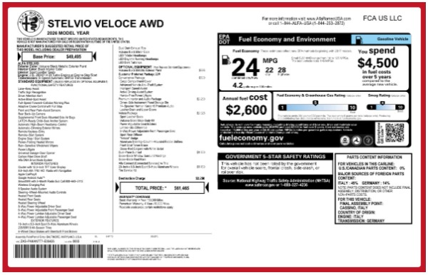 New 2026 Alfa Romeo Stelvio Veloce for sale $61,465 at Alfa Romeo of Greenwich in Greenwich CT 06830 25