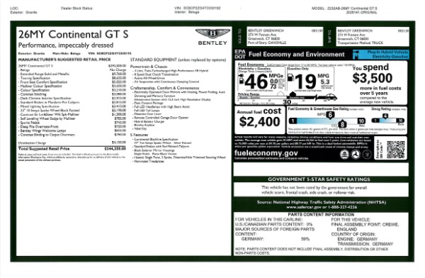 New 2026 Bentley Continental GT S for sale $344,350 at Alfa Romeo of Greenwich in Greenwich CT 06830 26