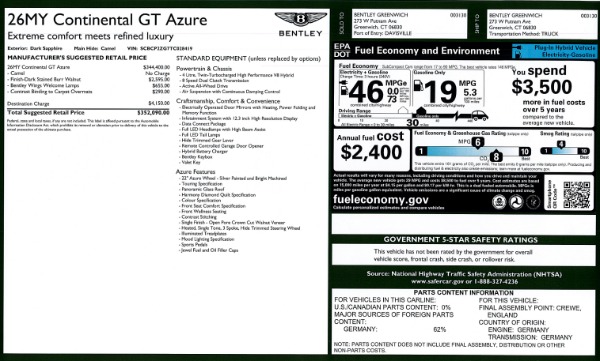 Used 2026 Bentley Continental GT Azure for sale $352,090 at Alfa Romeo of Greenwich in Greenwich CT 06830 27