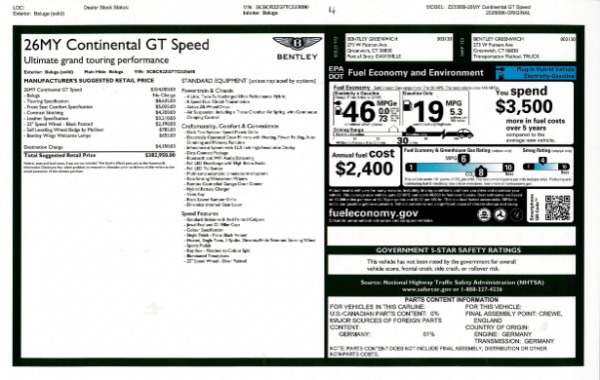 New 2026 Bentley Continental GT Speed for sale $382,950 at Alfa Romeo of Greenwich in Greenwich CT 06830 26