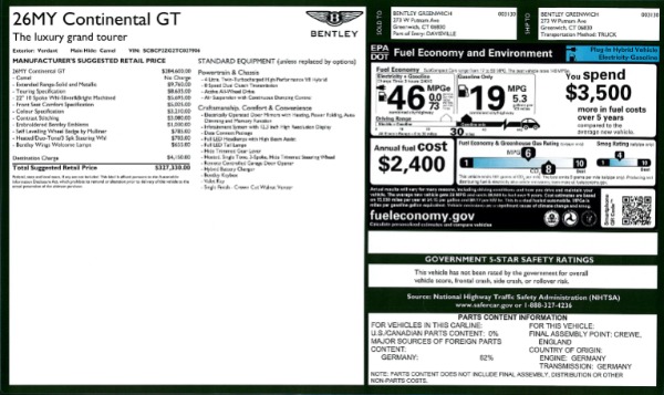New 2026 Bentley Continental GT for sale $327,330 at Alfa Romeo of Greenwich in Greenwich CT 06830 28
