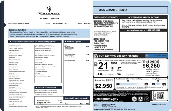 New 2026 Maserati GranTurismo Modena for sale $156,345 at Alfa Romeo of Greenwich in Greenwich CT 06830 22