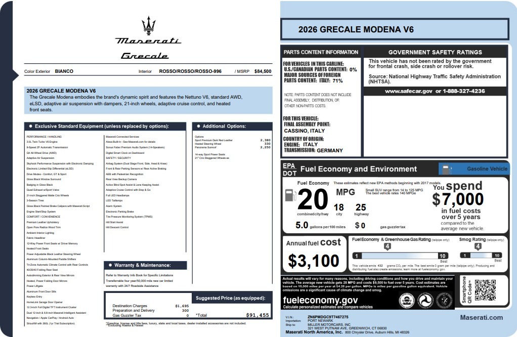 New 2026 Maserati Grecale Modena for sale $91,455 at Alfa Romeo of Greenwich in Greenwich CT 06830 1