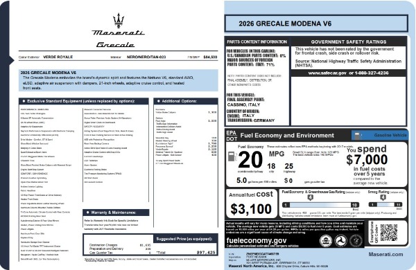 New 2026 Maserati Grecale Modena V6 for sale $92,954 at Alfa Romeo of Greenwich in Greenwich CT 06830 25