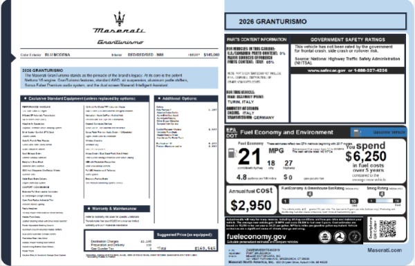 New 2026 Maserati GranTurismo for sale $160,545 at Alfa Romeo of Greenwich in Greenwich CT 06830 25