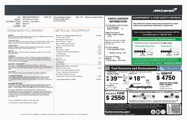 Used 2023 McLaren Artura TechLux for sale $164,900 at Alfa Romeo of Greenwich in Greenwich CT 06830 6
