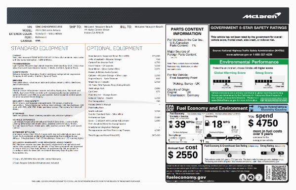 Used 2023 McLaren Artura Performance for sale $164,900 at Alfa Romeo of Greenwich in Greenwich CT 06830 6