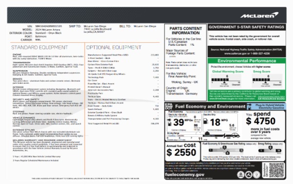 Used 2024 McLaren Artura TechLux for sale $175,900 at Alfa Romeo of Greenwich in Greenwich CT 06830 6