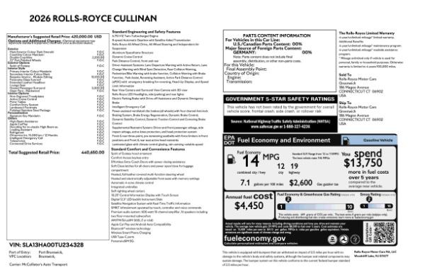 Used 2026 Rolls-Royce Cullinan for sale $425,900 at Alfa Romeo of Greenwich in Greenwich CT 06830 9