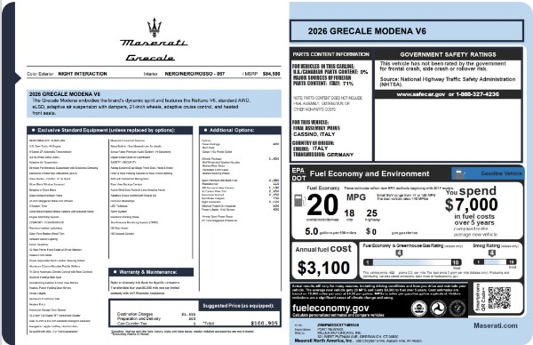 New 2026 Maserati Grecale Modena V6 for sale $100,905 at Alfa Romeo of Greenwich in Greenwich CT 06830 25