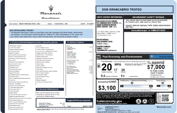 New 2026 Maserati GranCabrio Trofeo for sale $200,785 at Alfa Romeo of Greenwich in Greenwich CT 06830 23
