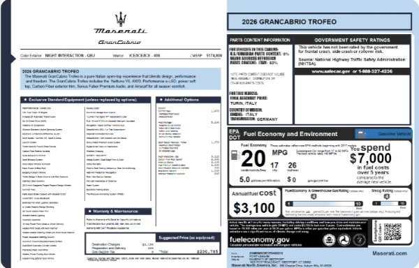 New 2026 Maserati GranCabrio Trofeo for sale $200,785 at Alfa Romeo of Greenwich in Greenwich CT 06830 23