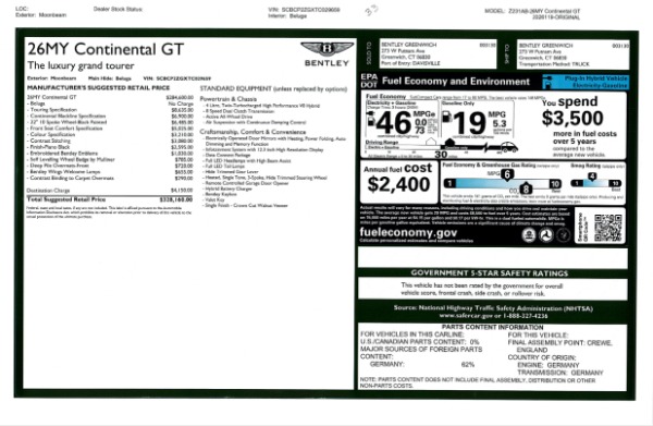New 2026 Bentley Continental GT for sale $328,160 at Alfa Romeo of Greenwich in Greenwich CT 06830 26