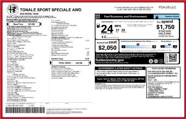New 2026 Alfa Romeo Tonale Sport Speciale for sale $49,190 at Alfa Romeo of Greenwich in Greenwich CT 06830 25