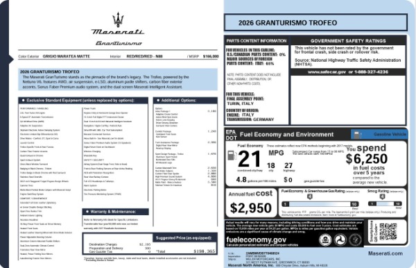 New 2026 Maserati GranTurismo Trofeo for sale $198,365 at Alfa Romeo of Greenwich in Greenwich CT 06830 23