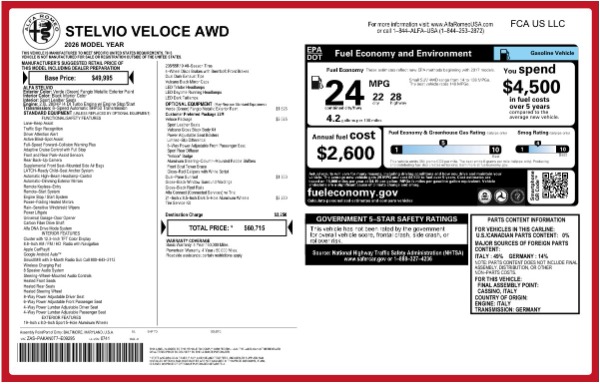New 2026 Alfa Romeo Stelvio Veloce for sale $60,715 at Alfa Romeo of Greenwich in Greenwich CT 06830 25