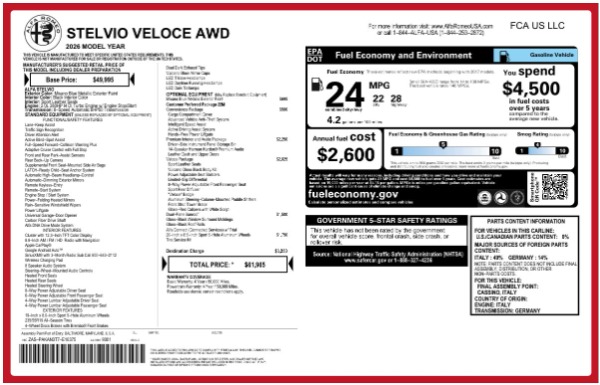 New 2026 Alfa Romeo Stelvio Veloce for sale $60,694 at Alfa Romeo of Greenwich in Greenwich CT 06830 26