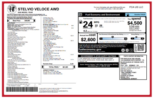 New 2026 Alfa Romeo Stelvio Veloce for sale $61,965 at Alfa Romeo of Greenwich in Greenwich CT 06830 23