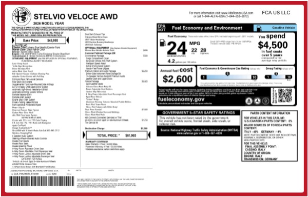 New 2026 Alfa Romeo Stelvio Veloce for sale $61,965 at Alfa Romeo of Greenwich in Greenwich CT 06830 26