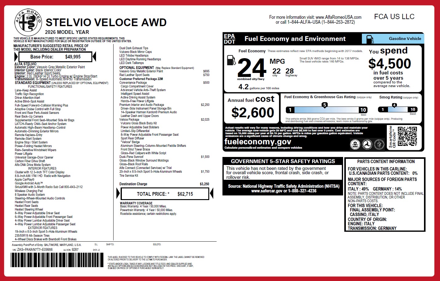 New 2026 Alfa Romeo Stelvio for sale $62,715 at Alfa Romeo of Greenwich in Greenwich CT 06830 1